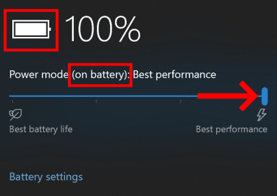 Repeat when running on battery.