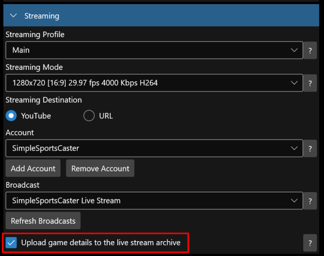 Enable Live Stream Metadata