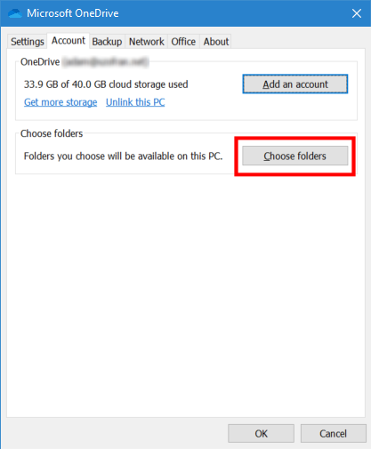 OneDrive folder settings