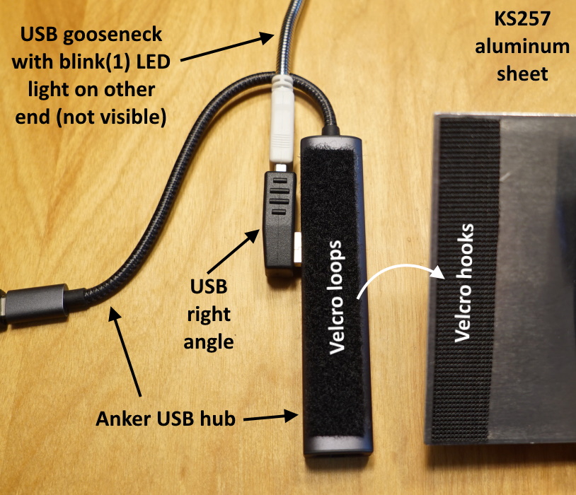 Velcro for USB hub and on-air light