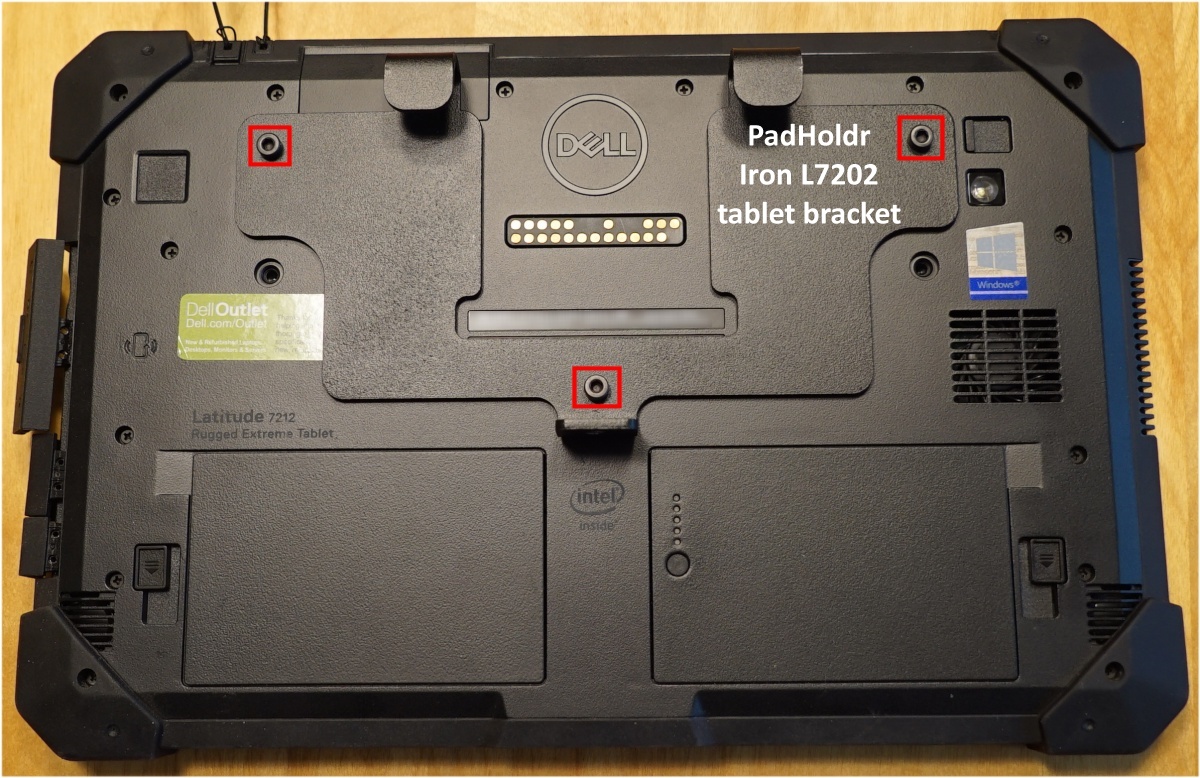 PadHoldr Iron L7202 tablet bracket installed